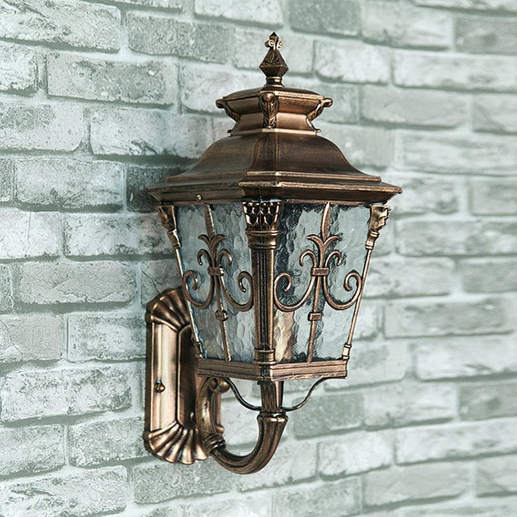 1 Head Water Glass Wall Mount Light Country Brass Pointed Flower Outdoor Surface Wall Sconce