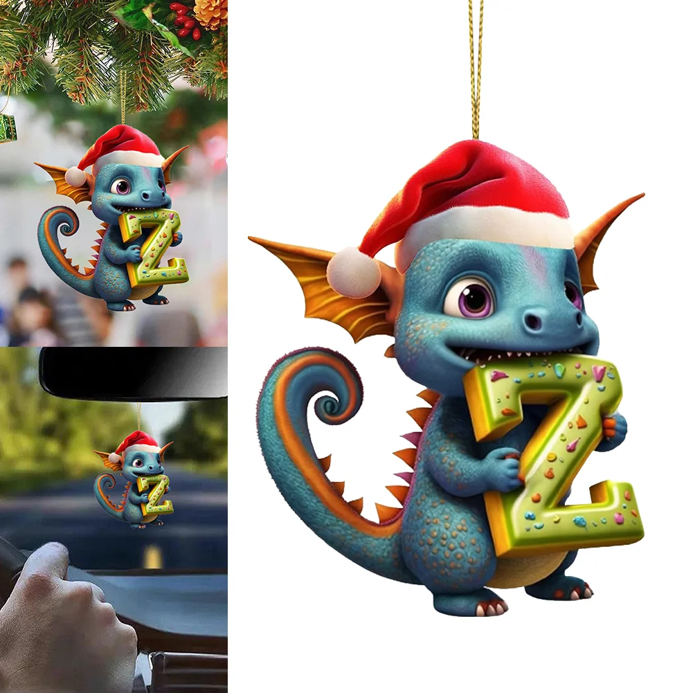 Christmas Cute Dragon Pendants Acrylic Letter Shaped Exquisite for Xmas Tree Car