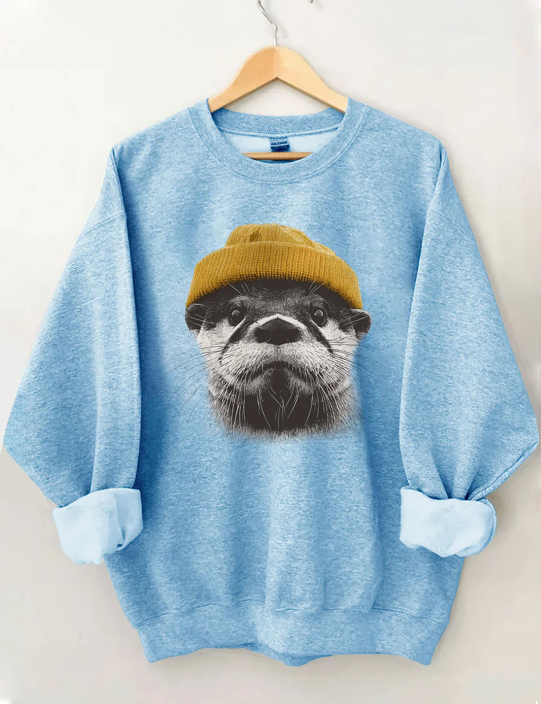 Otter Wearing Beanie Sweatshirt