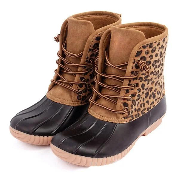 Women Waterproof Lace Up Duck Boots
