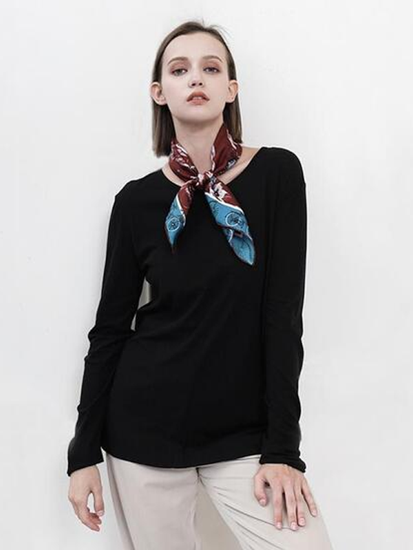 Maroon Women 100% Silk Square Scarf