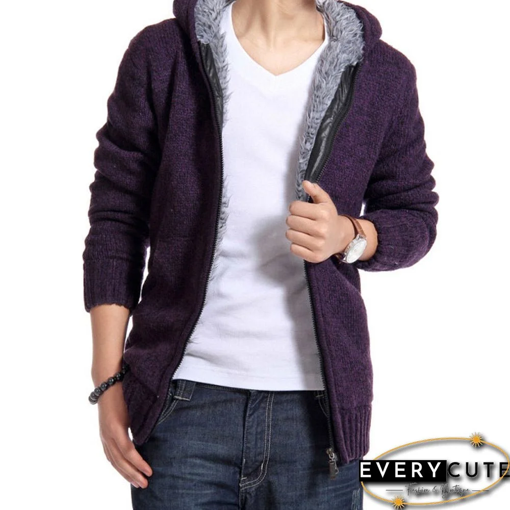 Warm Men's Sweater Hooded Coat