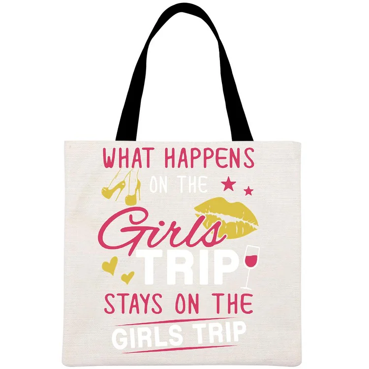 Stays On The Girls Trip Printed Linen Bag-Annaletters