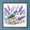 Lavendel und Vogel - Rundbohrer Diamantmalerei - 30*30cm