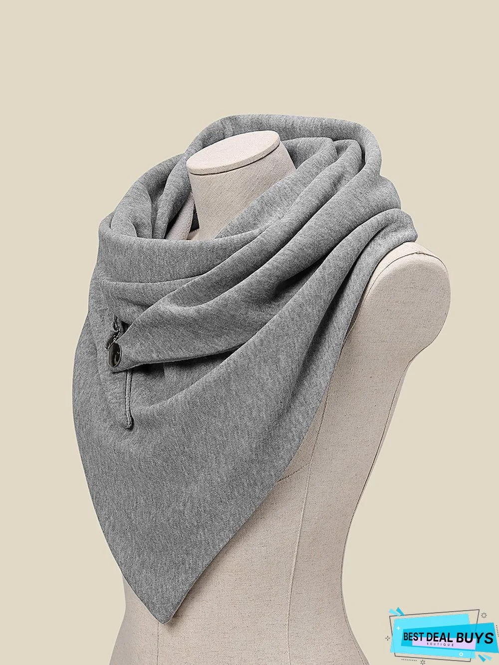 Grey Casual Solid Cotton Scarves
