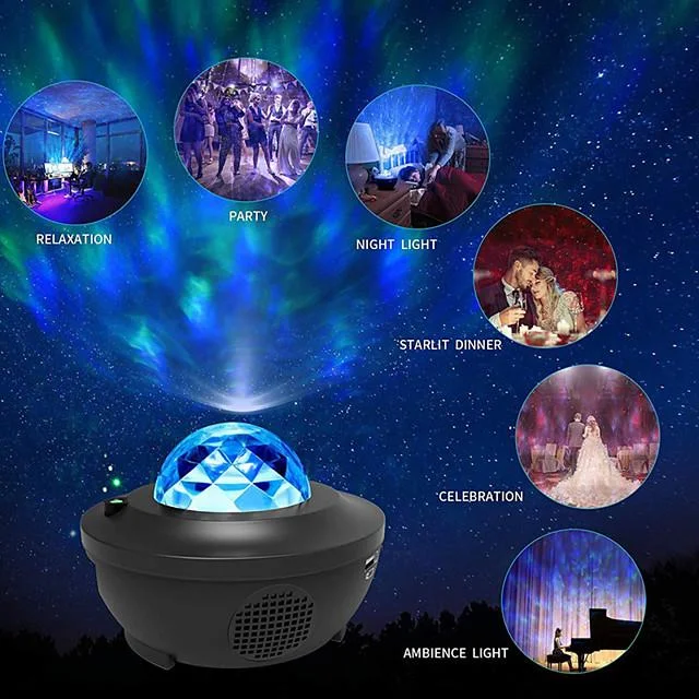 Colorful Starry Sky Projector Blueteeth USB Voice Control Music Player LED Night Light USB Charging Projection Lamp Kids Gift