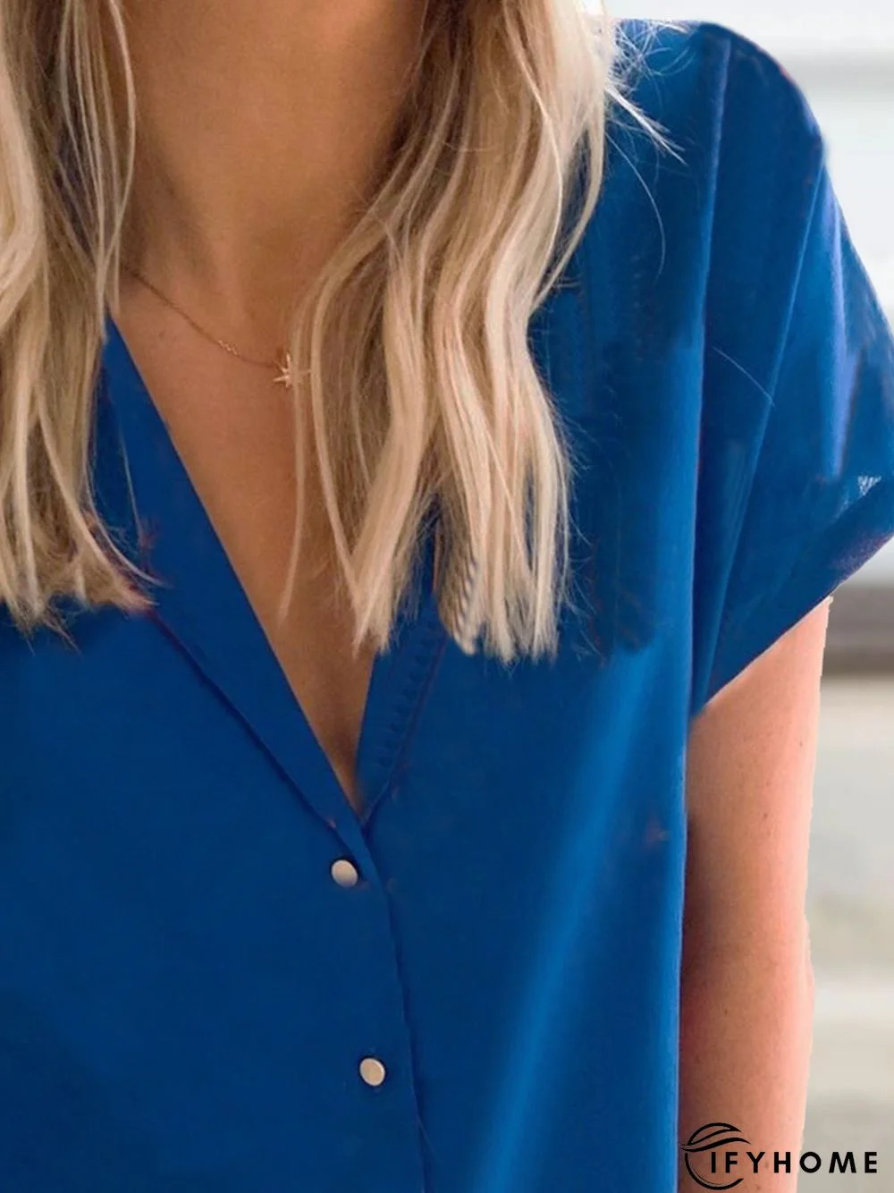 Loose Solid Shawl Collar Casual Blouse | IFYHOME