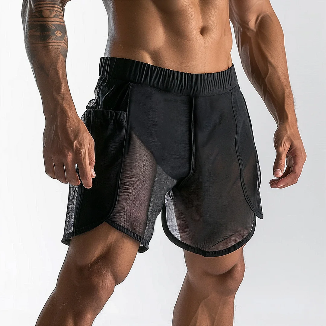 Men's Gym See-through Mesh Shorts-inspireuse