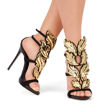 Black and gold heels, buy black and gold heels at best price | FSJ