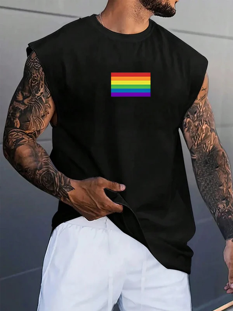 Comstylish Men's Love Wins Pride Month Rainbow Flag LGBT Casual Tank Top