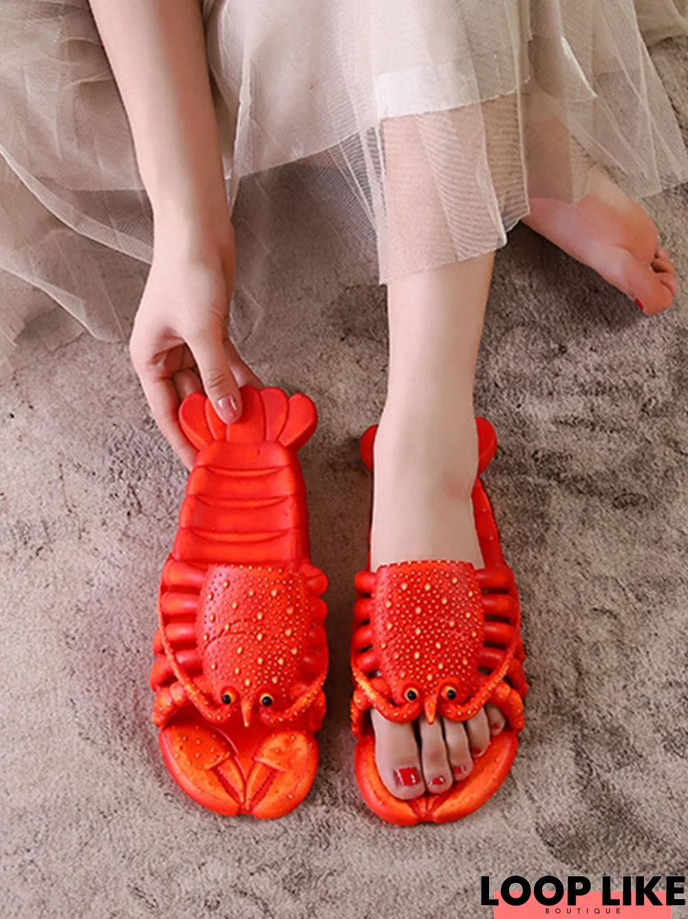 Fun Shape Cartoon Lobster Beach Slippers