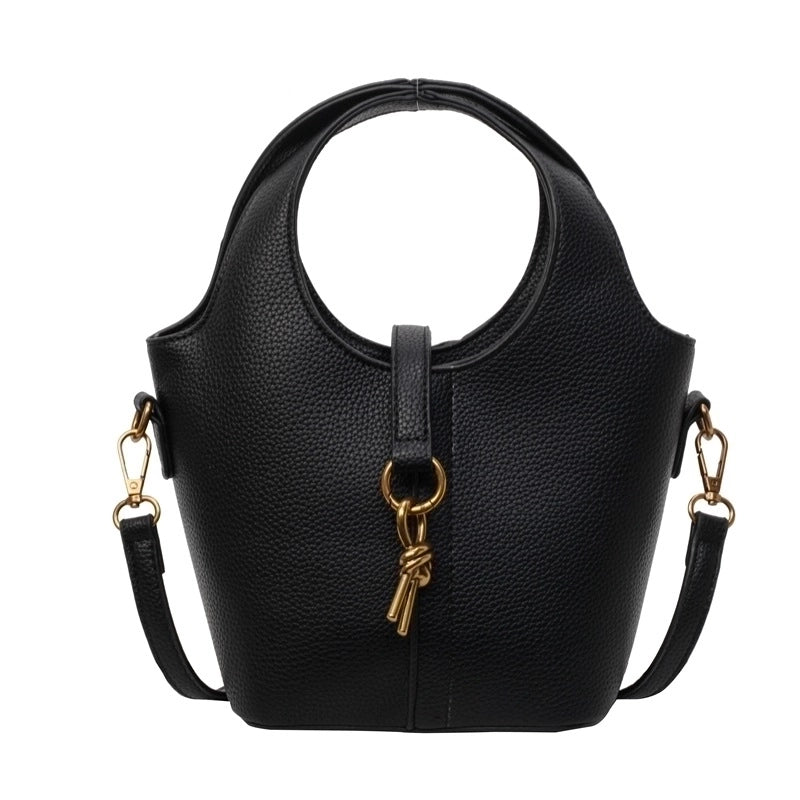 Women's Medium Pu Leather Solid Color Vintage Style Classic Style Bucket Zipper Bucket Bag