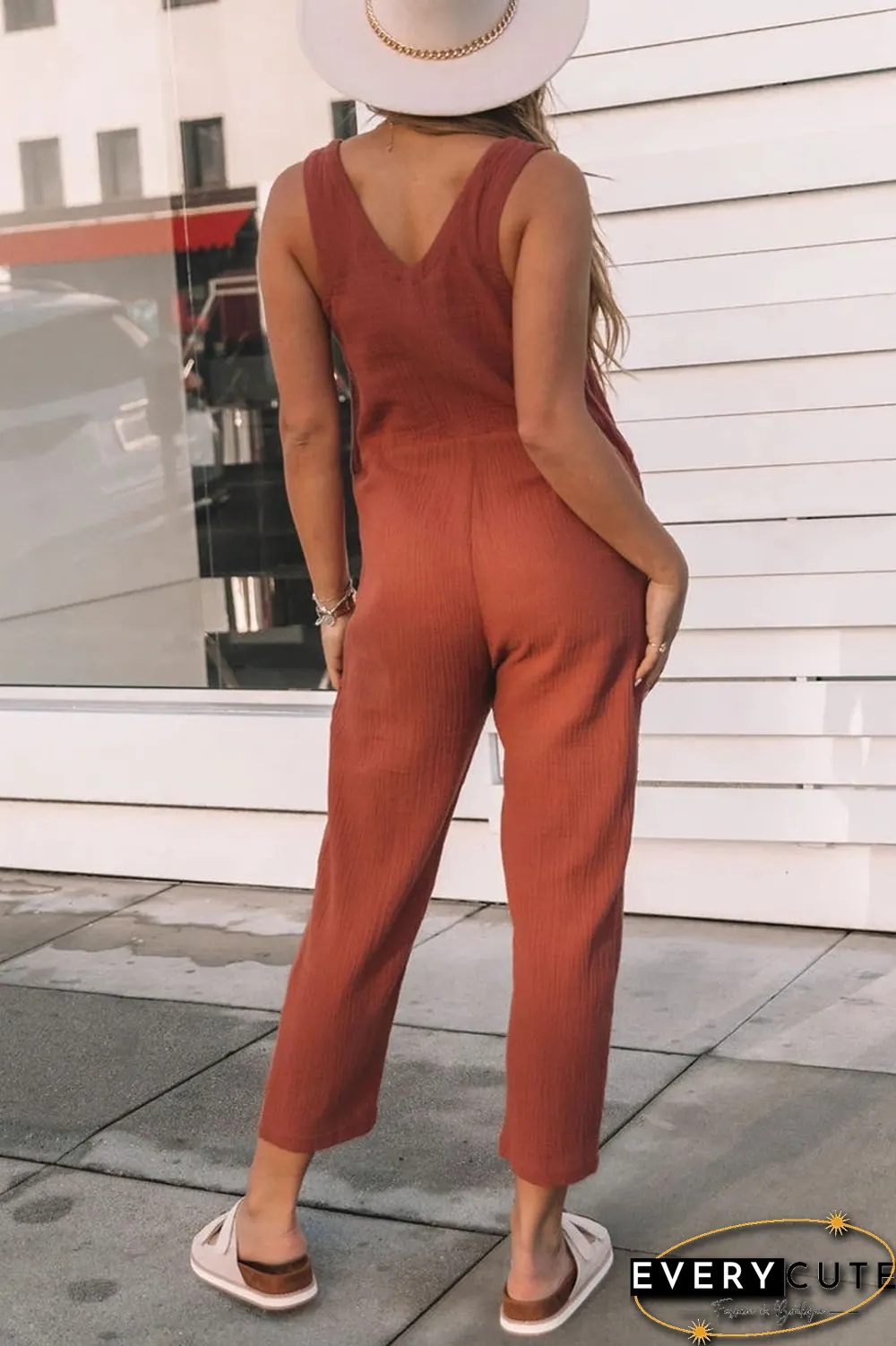 Twice A Week Button Pockets Jumpsuits