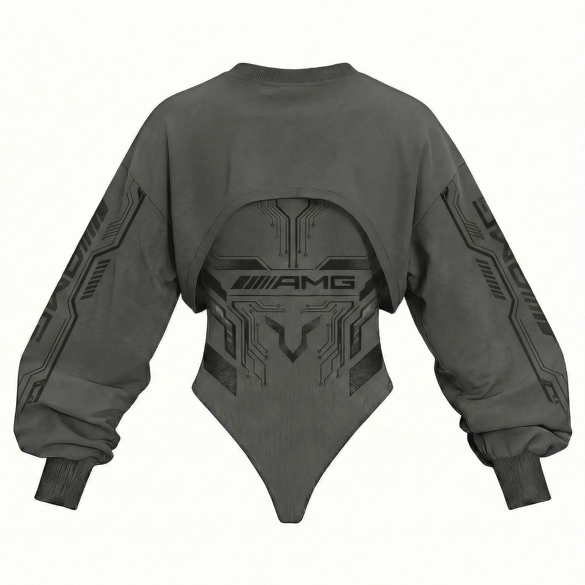 Women's Racing Team Logo Digitally Printed Tights Irregular Sweatshirt Set