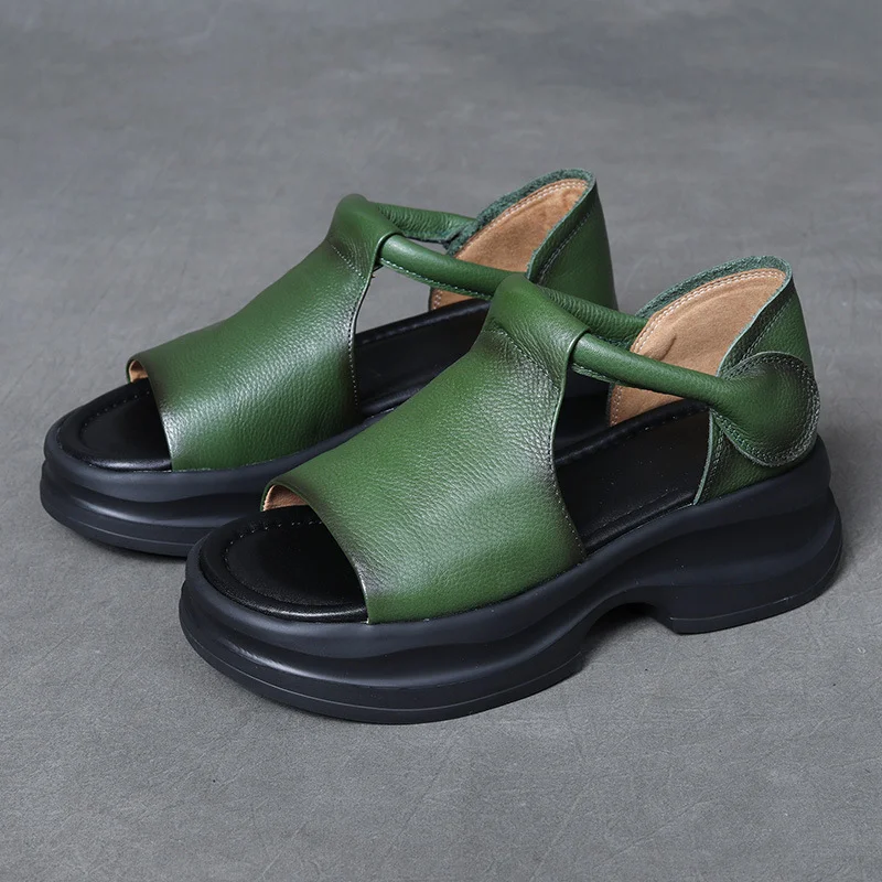 Yyvonne Head-Level Cower Hand-Bag Root Magic Stick Thick Soles Ultra-Light Sandals Summer Ladies Hollow Pine Pastry Sandals