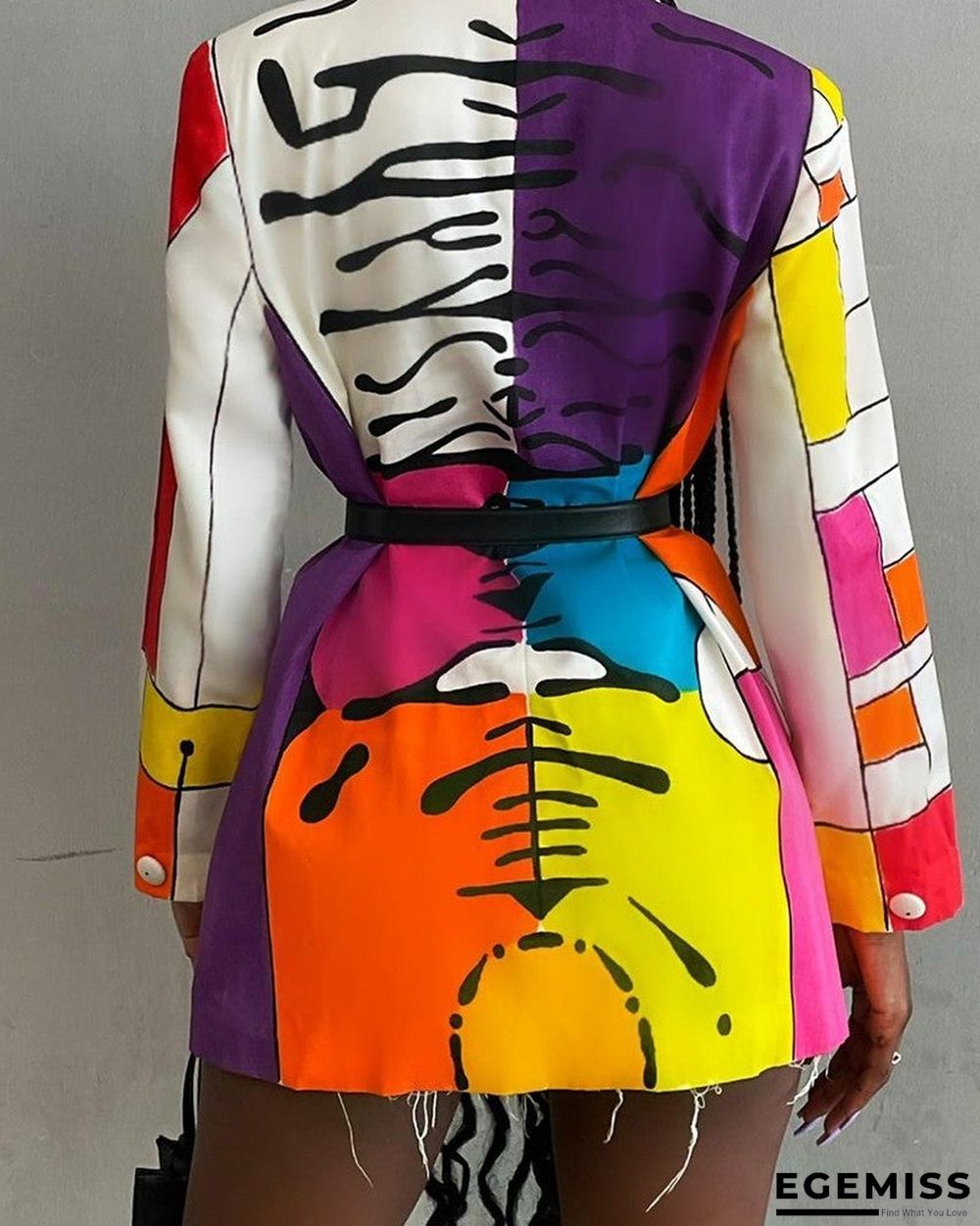 Abstract Print Shawl Collar Single Button Blazet | EGEMISS