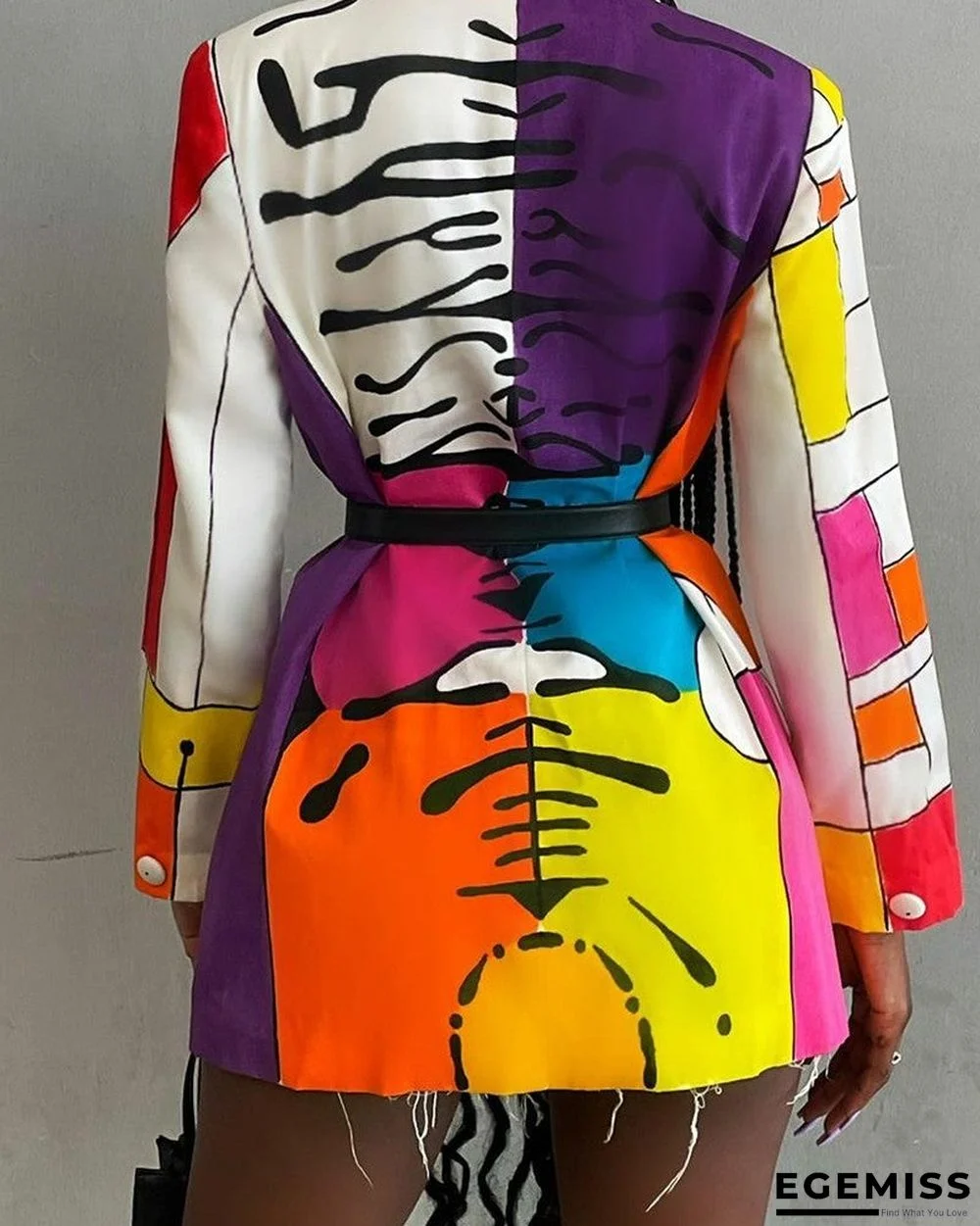 Abstract Print Shawl Collar Single Button Blazet | EGEMISS