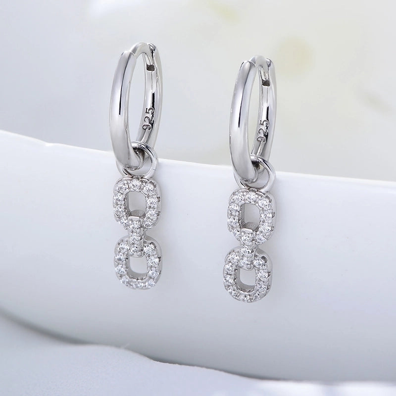 1 Pair 925 Sterling Silver Rhinestones Solid Color Drop Earrings