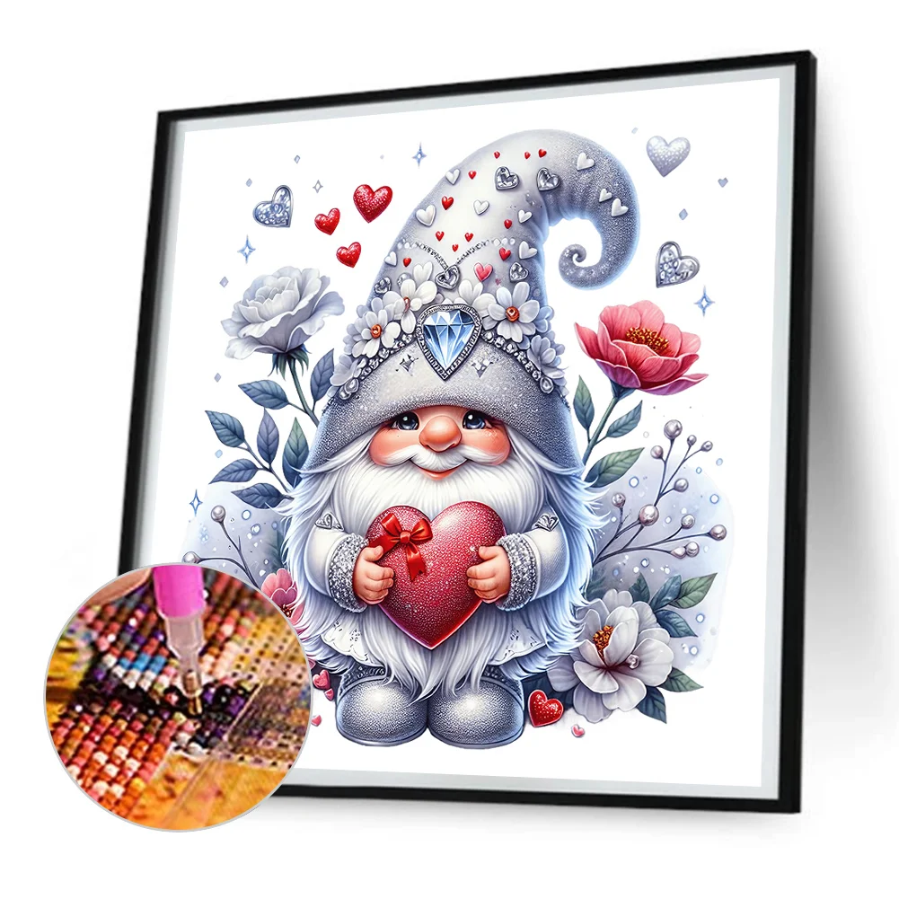 Diamond Painting - Full Round Drill - Valentines Day Gnome(Canvas|30*30cm)