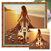 (Multi-Style) Beach Dress Girl-11CT Stamped Cross Stitch 45*45cm