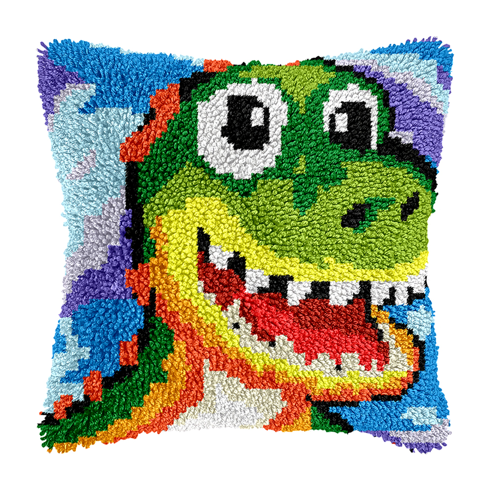 43x43cm Cartoon Dragon Cross Stitch Pattern Latch Hook Pillowcase for Needlework