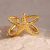 Stylish Starfish Golden Open Ring
