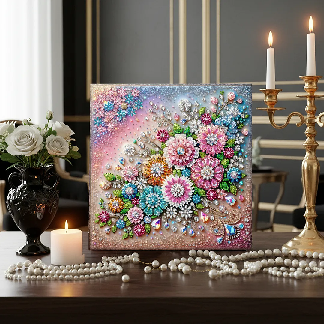 DIY Special Shape Drill Pearl Gem Diamond Art Painting Kit with Frame 9.84x9.84in Art Craft Pearl Diamond Painting for Adults Beginners Home Decor (BK33)