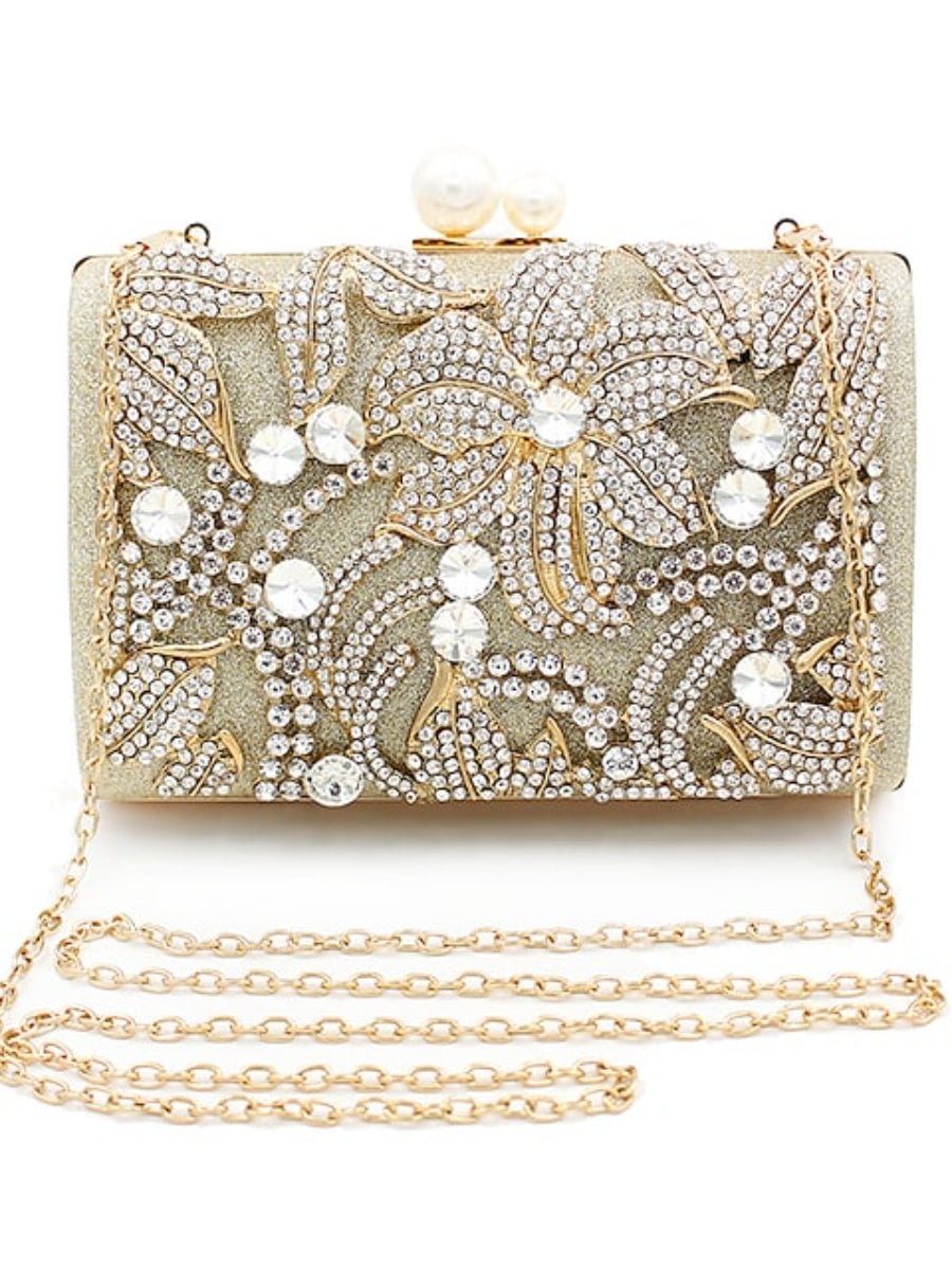 Women's Evening Bag Polyester Alloy Pearls Crystals Floral Print Shine Party Bag