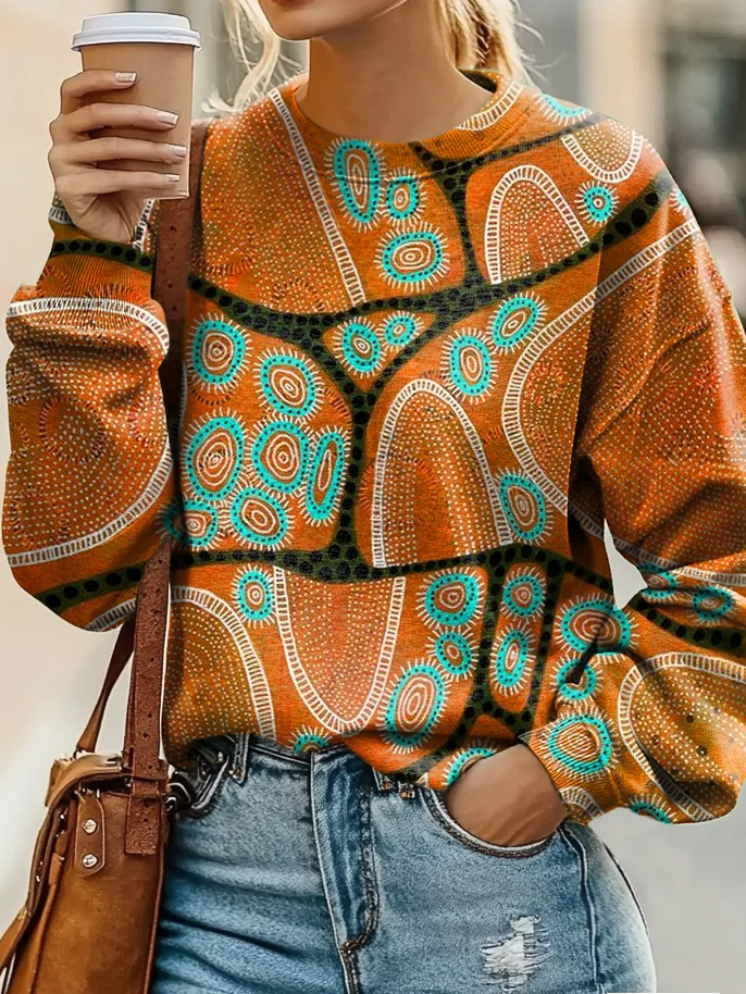 Irregular Pattern Art Print Casual Sweatshirt