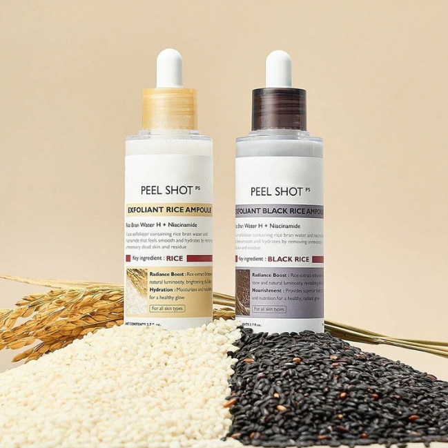 ✨Peel Shot Glow Rice Ampoule Duo - Serums for Brightening, Exfoliating, and Moisturizing🌾