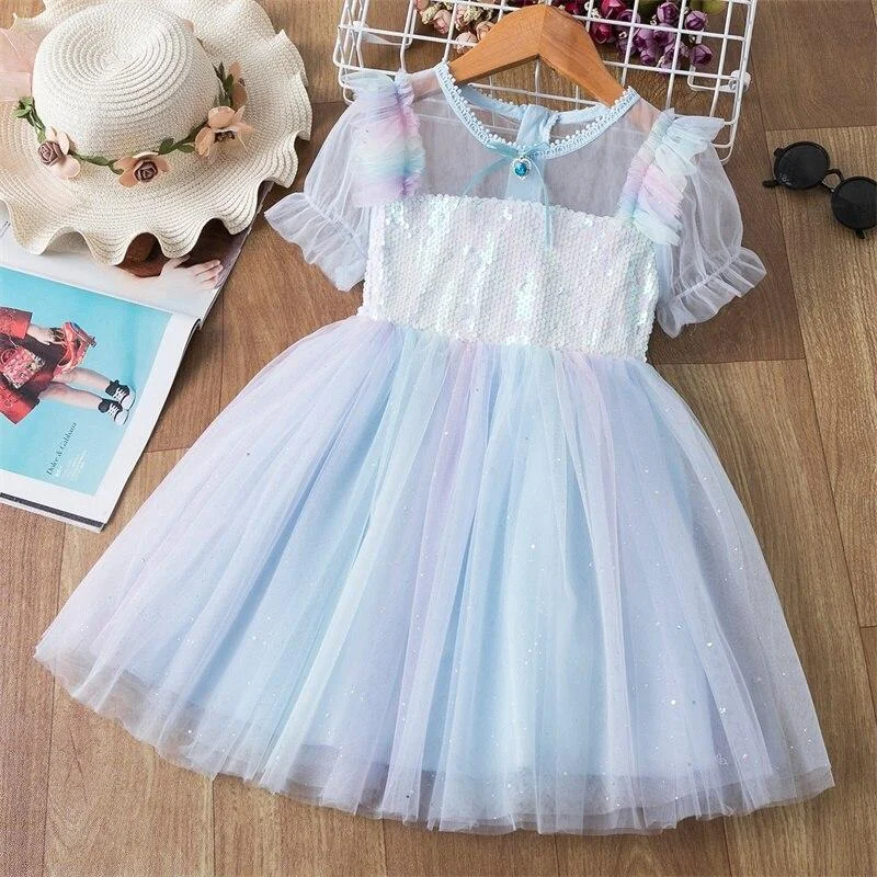 Sequins Vestido Infantil Summer Kids Princess Dress Girls Party Costumes Children Birthday Party School Casual Dresses for Girls