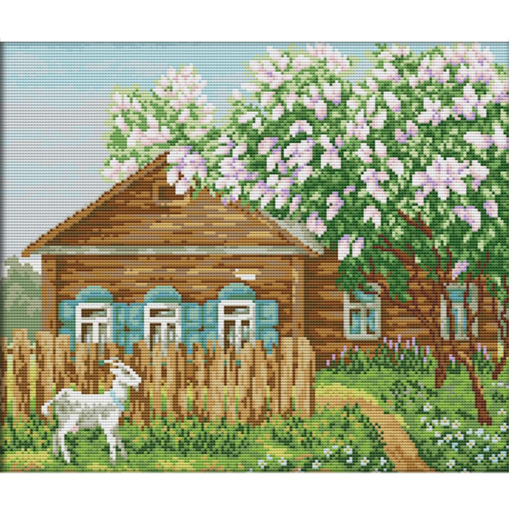 

Beautiful House - 14CT Stamped Cross Stitch - 41x35cm, 501 Original