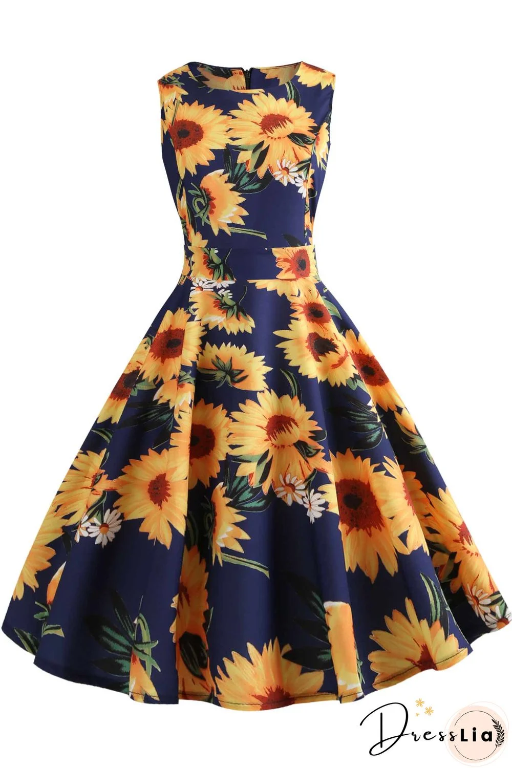 Vintage Bowknot Back Floral Dress