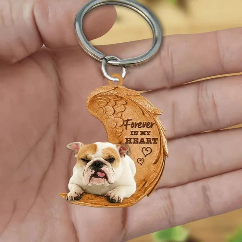 VigorDaily Bulldog Forever In My Heart Acrylic Keychain FK065