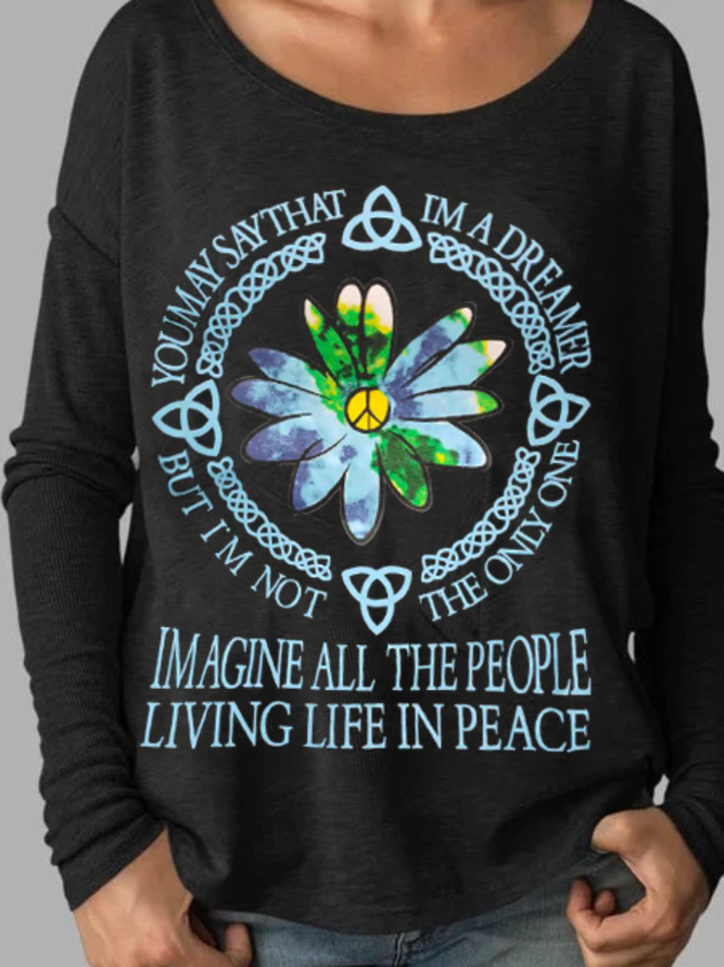 Casual Plus Size Printed Long Sleeve Shirts Tops