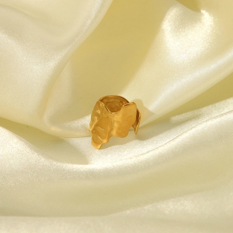 304 Stainless Steel 18K Gold Plated IG Style Minimalist Plating Solid Color Open Rings