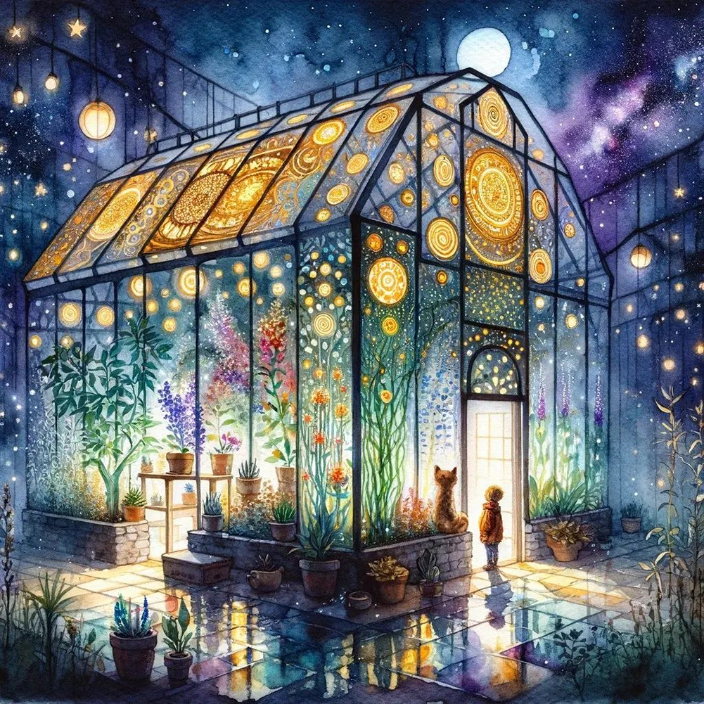 Plant House 40*40cm(canvas) full round drill diamond painting