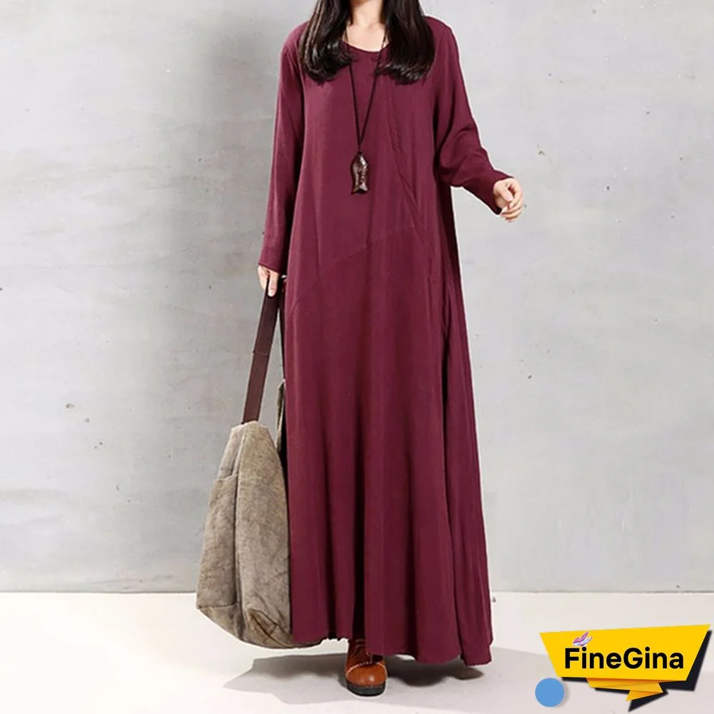 Zanzea Women Autumn Winter Kaftan Caftan Abaya Flare Plus Size Maxi Dress Maxi Dress