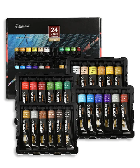 24 Colors Acrylic Paint Set Including 3 Metallic Colors 22ml-Himinee.com