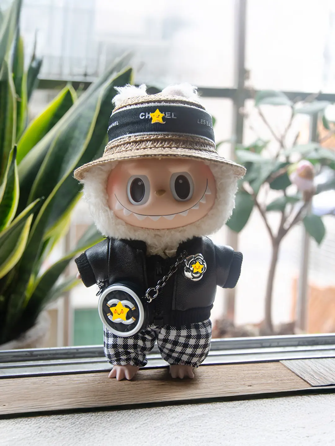 LABUBU Clothes Chanel Black Houndstooth Outift