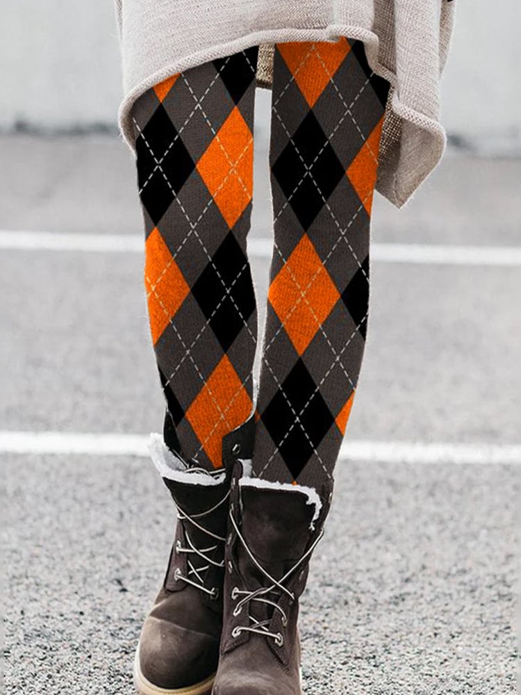 Halloween Inspired Vintage Diamond Pattern Leggings