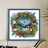Winter Scene With Wreath-14CT Stamped Cross Stitch 36*36cm/14.17*14.17in tapestrymarket