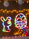 Easter Window Lights 2 Pack Easter Egg and Bunny Shaped Battery Operated Indoor Lights Holiday Decorations for Indoor Outdoor Party Decor
