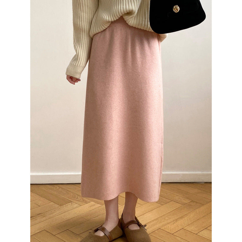 Aiertu outfit inspo winter Women's Mid-Length Wool Knitted Skirt Autumn and Winter Straight Skirt Super Nice Wool Sheath Straight Skirt aiertu