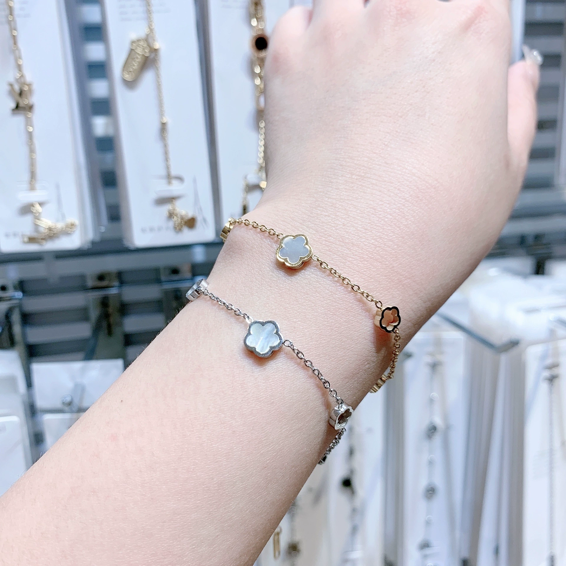 Flower Titanium Gold Plated Bracelet