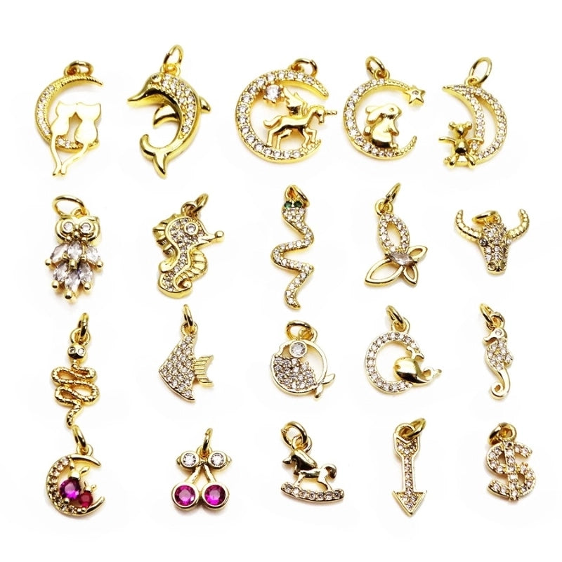 1 Piece Copper Zircon Rabbit Star Moon Pendant