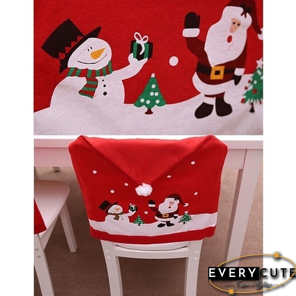 4/6/8/10Pcs Set Christmas Chairs Cover Back Cover Santa Dinner Table Party Decor Gifts Santa Claus Snowman Cap Chair Covers New Year Christmas Dinner Party Decoration of Chair Corners