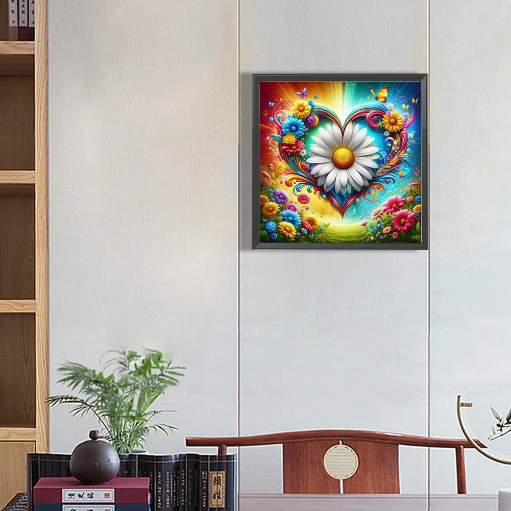 5D DIY Full Round Drill Partial AB Diamond Painting Flower Love Decor 45x45cm