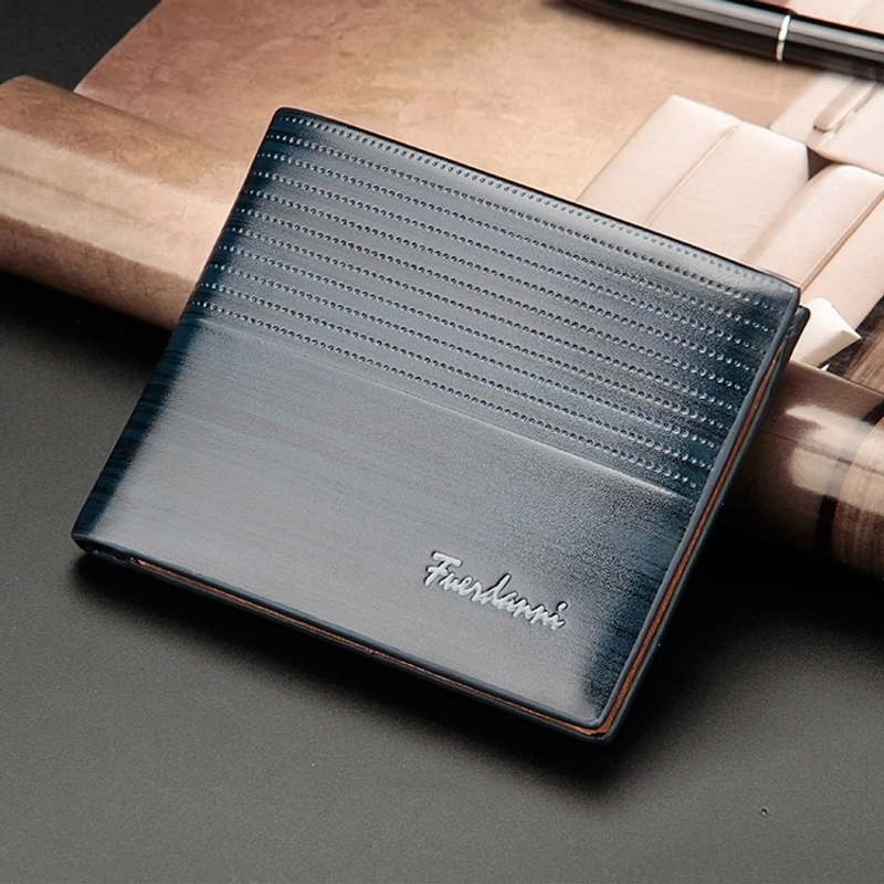 Men’s Stripe Solid Color Pu Leather Open Wallets