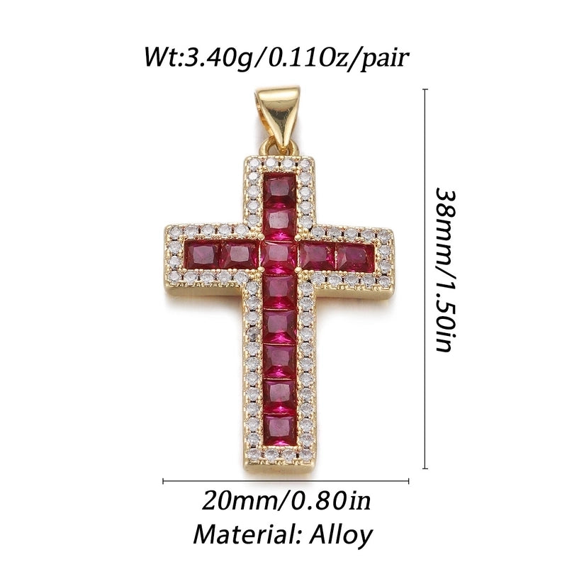 1 Piece Copper Zircon Cross Pendant